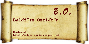 Balázs Oszlár névjegykártya